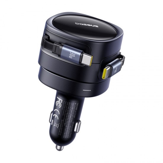 Baseus Enjoyment Max φορτιστής αυτοκινήτου με καλώδια USB-C+USB-C 60W Μαύρο