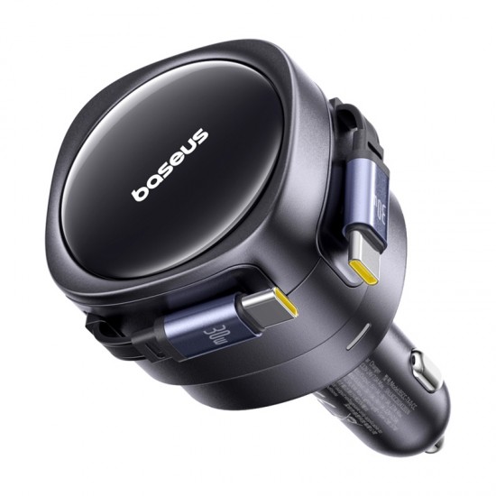 Baseus Enjoyment Max φορτιστής αυτοκινήτου με καλώδια USB-C+USB-C 60W Μαύρο