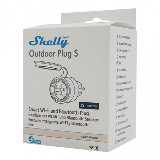 Shelly Plug S MTR Gen3 IP44 12A έξυπνη πρίζα εξωτερικού χώρου