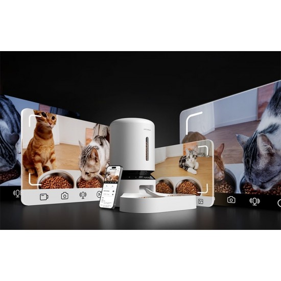 Petlibro Granary δοσομετρητής τροφής κάμερας με διπλό μπολ, 5L (λευκό)