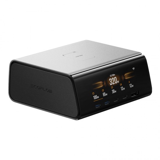 Σταθμός σύνδεσης EcoFlow RAPID Pro 320W, 4xUSB-C, 1xUSB-A, GaN