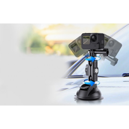 TELESIN Universal Suction Cup Holder with phone holder and action camera mounting TE-SUC-012