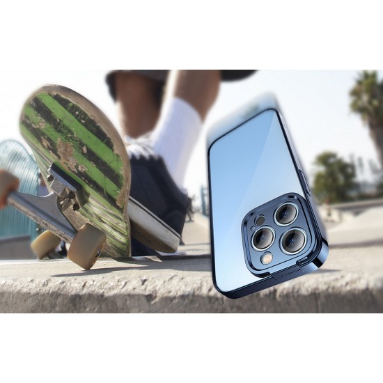 Baseus Θήκη Glitter και Προστατευτικό Οθόνης Tempered Glass για iPhone 14 Plus (Μαύρο/Διαφανές)