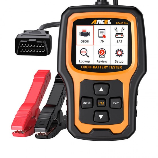 Ancel Διαγνωστικό Scanner OBD2 και Tester Μπαταρίας AD410 PRO 2σε1 (Μαύρο/Πορτοκαλί)