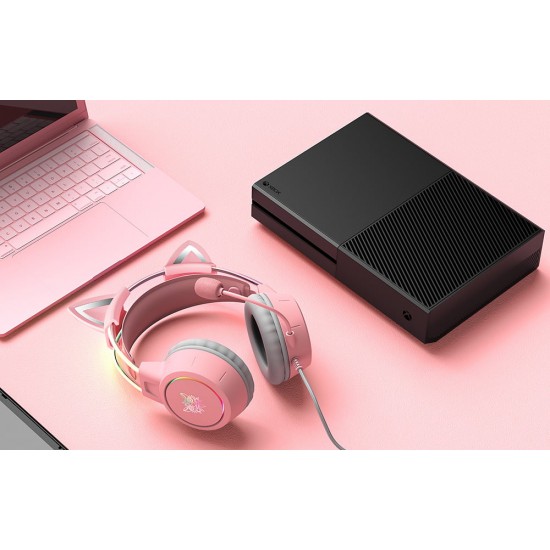 ONIKUMA Ακουστικά Gaming X15Pro με Αυτιά Γάτας (Ροζ)