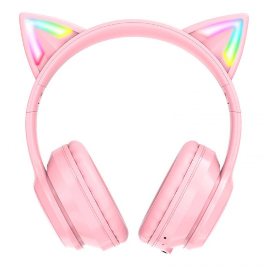 ONIKUMA Ασύρματα Ακουστικά Gaming B90 με Αυτιά Γάτας (Ροζ)