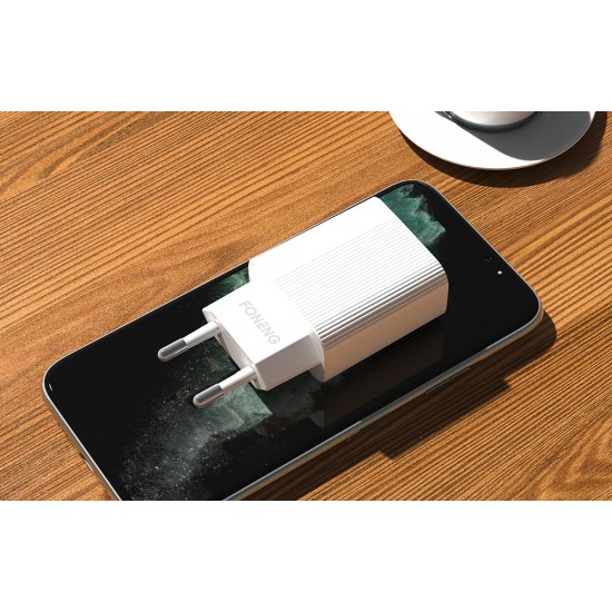Fast charger Foneng 1x USB EU28 12W QC 3.0+ USB Type C cable