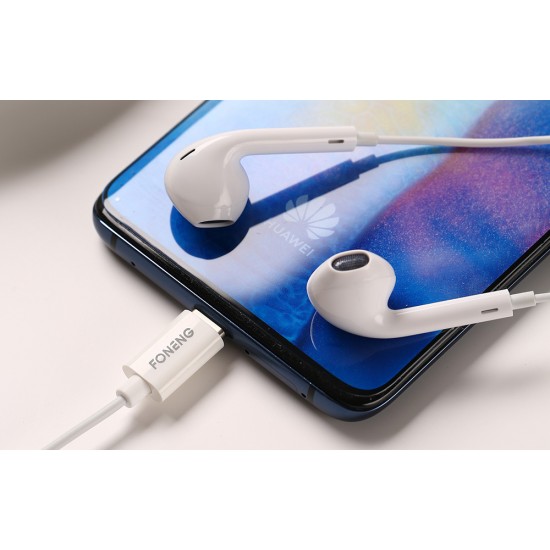 In-ear headphones, wired Foneng T15, USB-C, 1.2m (white)
