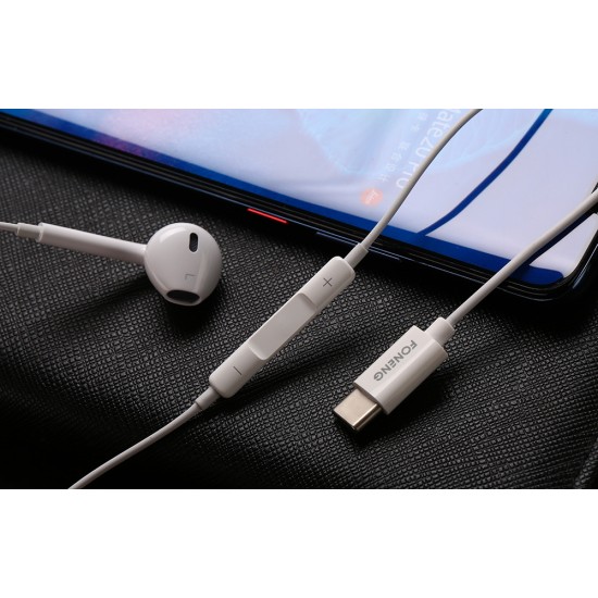 In-ear headphones, wired Foneng T15, USB-C, 1.2m (white)