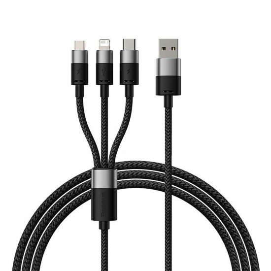 Baseus Καλώδιο USB 3σε1 StarSpeed Series, USB-C/MicroUSB/Lightning 3.5A, 0.6m (Μαύρο)