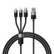Baseus Καλώδιο USB 3σε1 StarSpeed Series, USB-C/MicroUSB/Lightning 3.5A, 0.6m (Μαύρο)