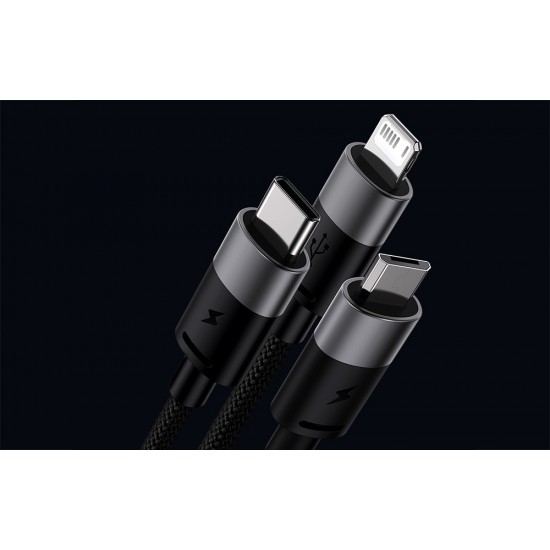 Baseus Καλώδιο USB 3σε1 StarSpeed Series, USB-C/MicroUSB/Lightning 3.5A, 0.6m (Μαύρο)