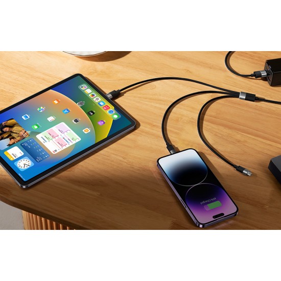 Baseus Καλώδιο USB 3σε1 StarSpeed Series, USB-C/MicroUSB/Lightning 3.5A, 0.6m (Μαύρο)