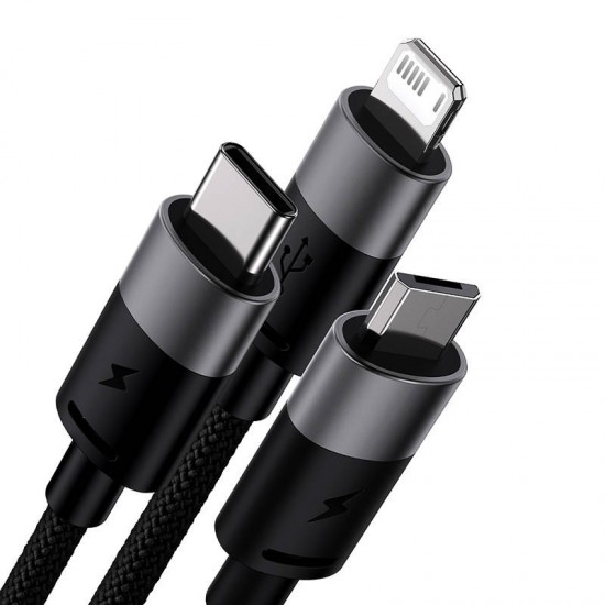 Baseus Καλώδιο USB 3σε1 StarSpeed Series, USB-C/MicroUSB/Lightning 3.5A, 0.6m (Μαύρο)