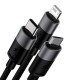 Baseus Καλώδιο USB 3σε1 StarSpeed Series, USB-C/MicroUSB/Lightning 3.5A, 0.6m (Μαύρο)