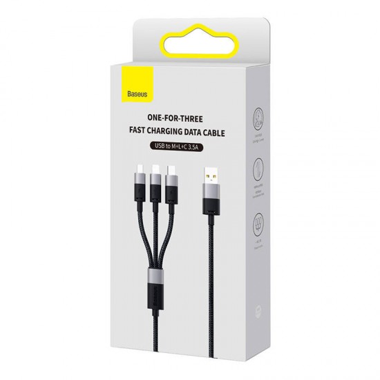 Baseus Καλώδιο USB 3σε1 StarSpeed Series, USB-C/MicroUSB/Lightning 3.5A, 0.6m (Μαύρο)