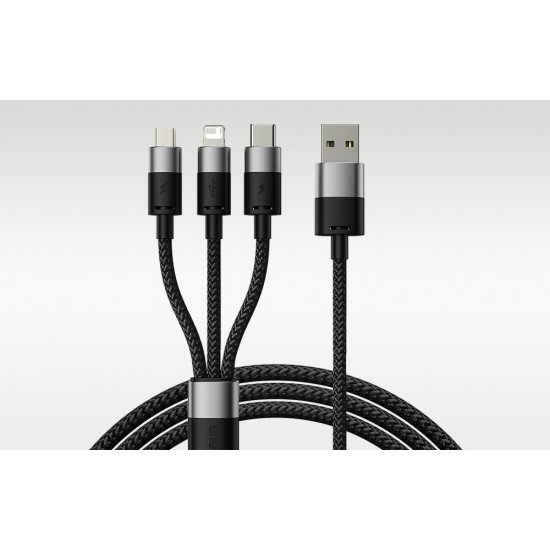 Baseus Καλώδιο USB 3σε1 StarSpeed Series, USB-C/MicroUSB/Lightning 3.5A, 0.6m (Μαύρο)