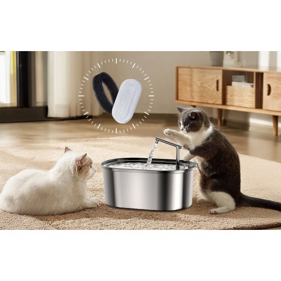 Rojeco 3.2L /2L φίλτρα σιντριβανιών νερού γάτας από ανοξείδωτο χάλυβα 4Set