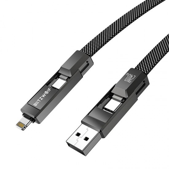 Blitzwolf BW-HDC7 4-σε-1 καλώδιο USB+C+Lightning 240W 1.2m (μαύρο)