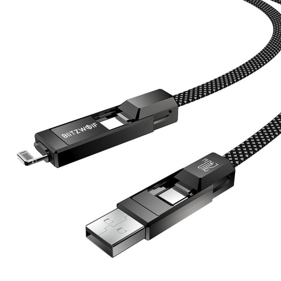 Blitzwolf BW-HDC7 4-σε-1 καλώδιο USB+C+Lightning 240W 1.2m (μαύρο)