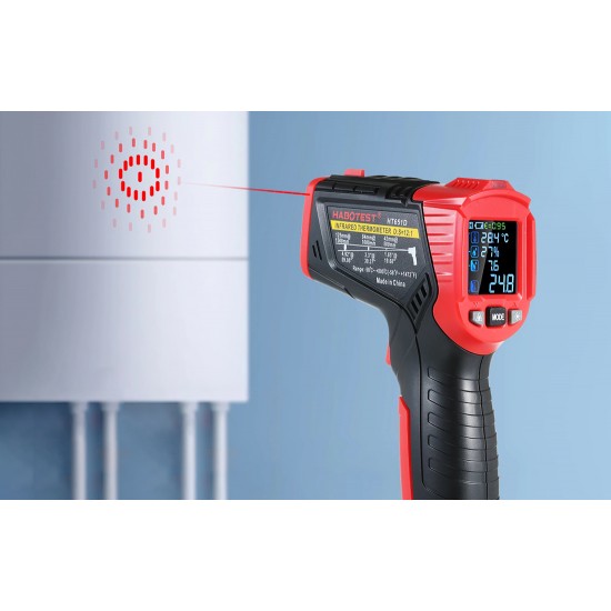 Habotest Ψηφιακό Θερμόμετρο με Λέιζερ/Μετρητής υγρασίας HT651D (Μαύρο/Κόκκινο)