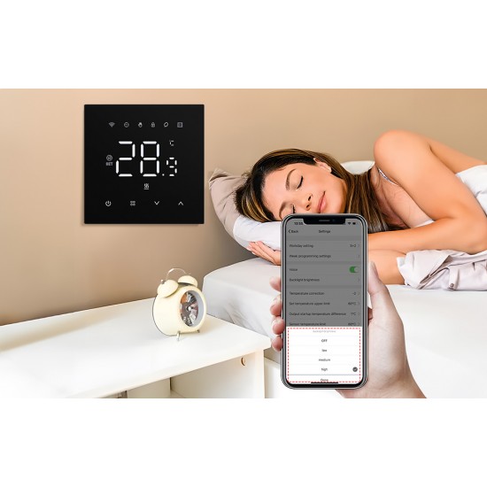 Avatto Έξυπνος Θερμοστάτης WT410-16A-B για Ηλεκτρική Θέρμανση 16A Wi-Fi (Μαύρο)