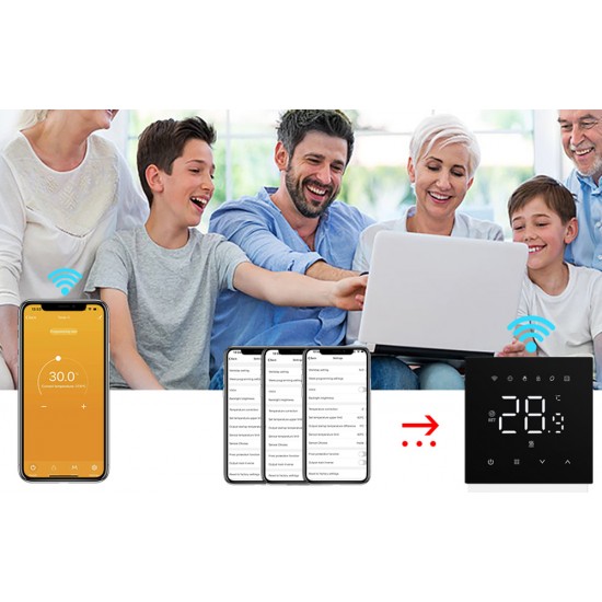 Avatto Έξυπνος Θερμοστάτης WT410-16A-B για Ηλεκτρική Θέρμανση 16A Wi-Fi (Μαύρο)