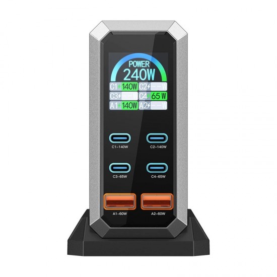 Φορτιστής δικτύου Blitzwolf BW-S31 2xUSB-A, 4xUSB-C, PD, 240W.