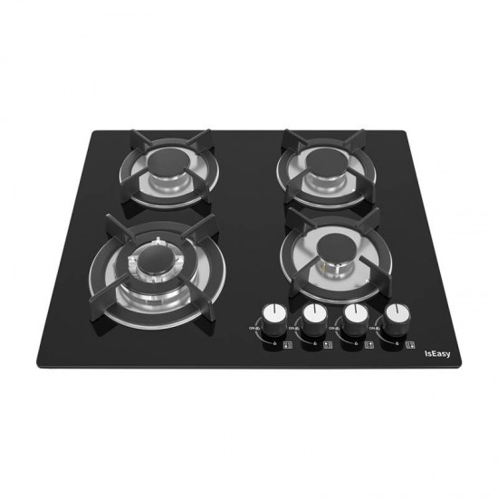 IsEasy MGBG-604B εστία αερίου τεσσάρων ζωνών με γυάλινο πάνελ