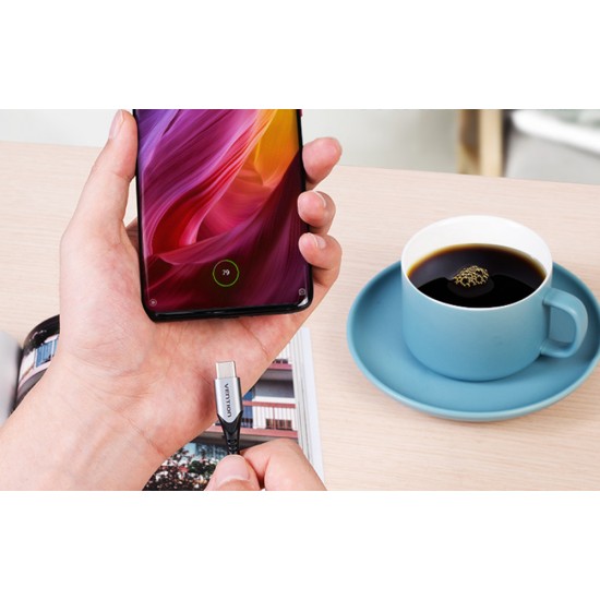 Cable USB-C to USB 2.0 Vention COFHG FC 5A 1.5m (grey)