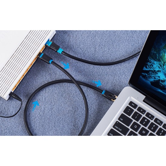 Network Cable CAT8 SFTP Vention IKABF RJ45 Ethernet 40Gbps 1m Black