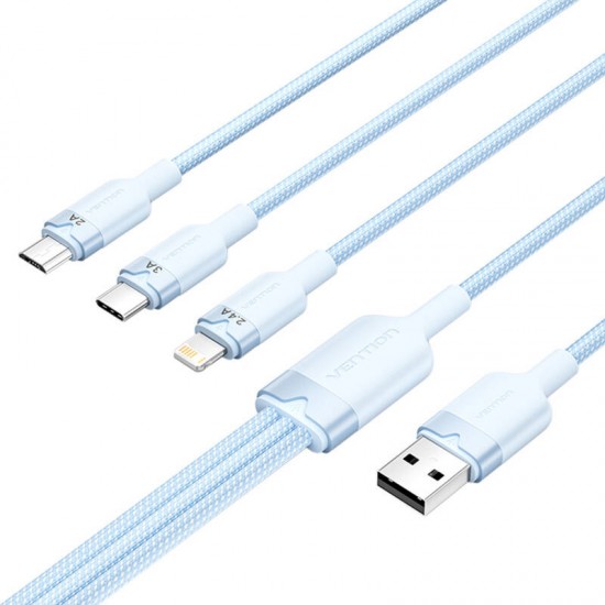 Καλώδιο USB 2.0 A προς 3in1 3A Vention CTPLG 1.5M (μπλε)