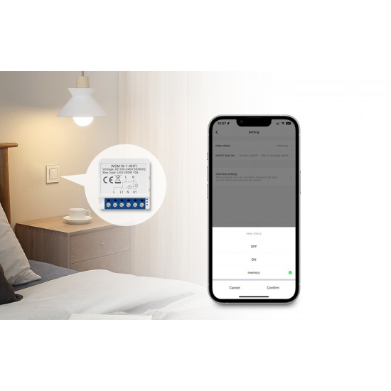 Avatto Έξυπνος Ενδιάμεσος Διακόπτης WiFi WSM16-W1 TUYA (Λευκό)