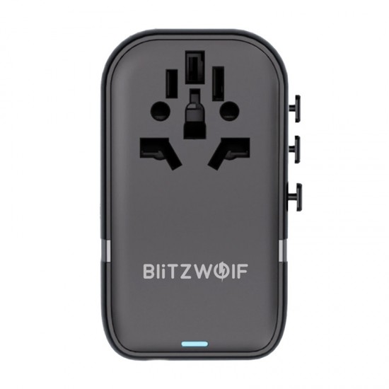 Blitzwolf BW-TA2 5-σε-1 προσαρμογέας ταξιδιού 2xUSB PD + 2xC QC + C GaN 100W
