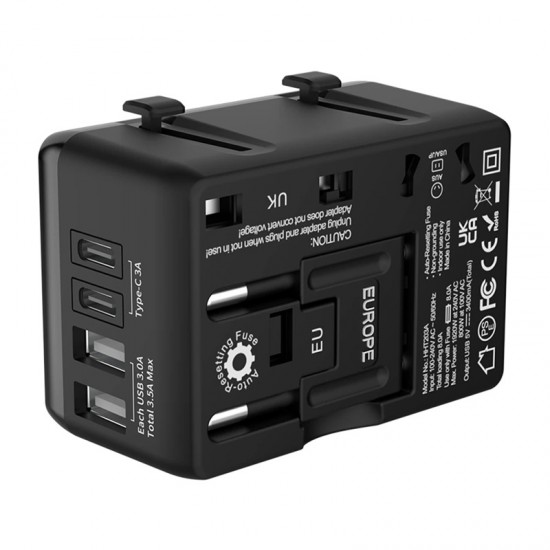 Blitzwolf BW-TA1 4-σε-1 προσαρμογέας ταξιδιού 2xUSB + C + PD 20W
