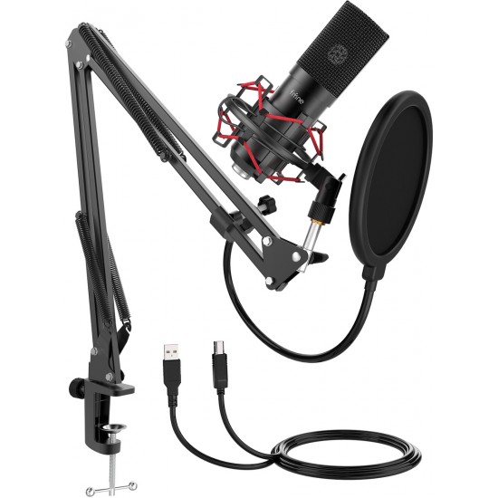 Πυκνωτικό μικρόφωνο με τρίποδο Fifine T732 (μαύρο)