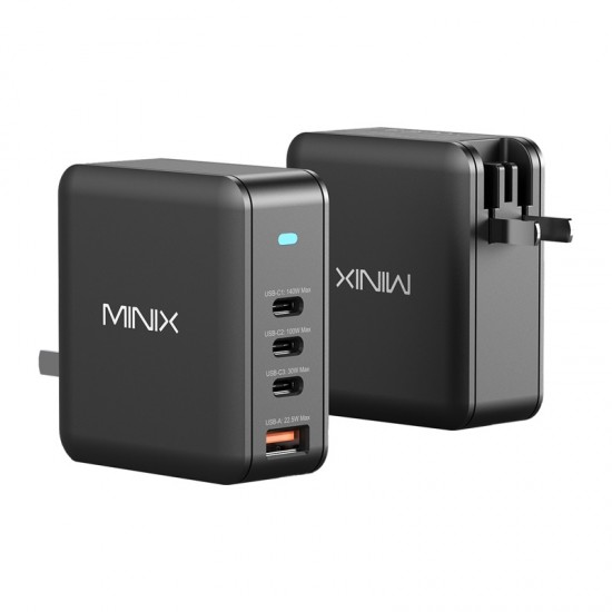 Φορτιστής τοίχου Minix P165 GaN με 3 θύρες USB-C και 1 θύρα USB-A