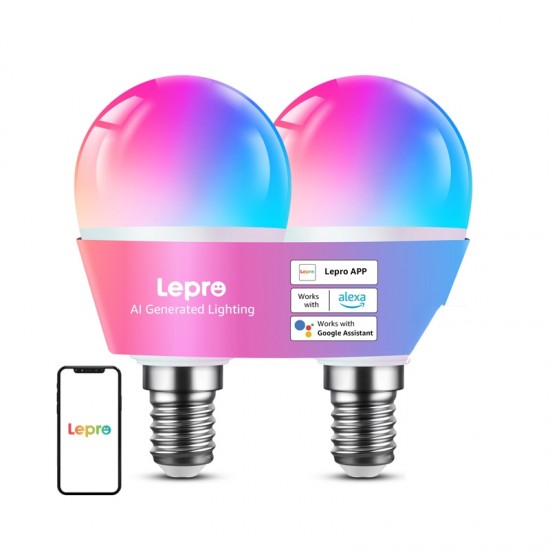 Λάμπα LED LEPRO BP1-2 E14 με Bluetooth και Wi-Fi, 470 lm, σε συσκευασία των 2 τεμαχίων