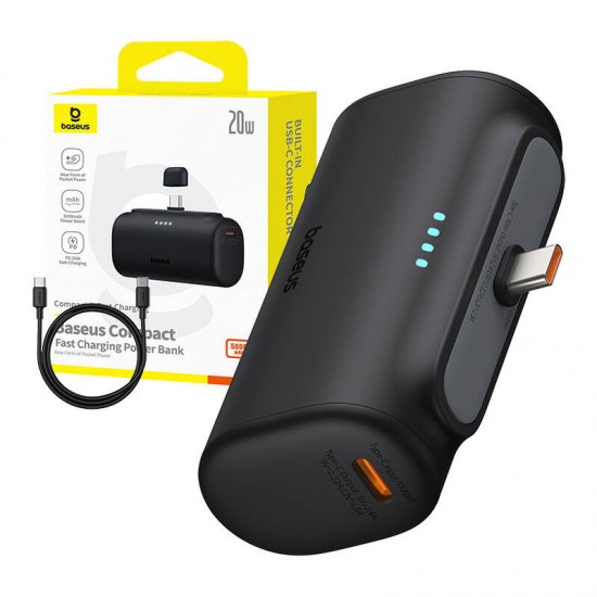 Powerbank Baseus Compact 5000mAh, 20W, USB-C (black)