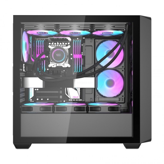 Darkflash DS900WD θήκη υπολογιστή (μαύρο) + 4 ανεμιστήρες