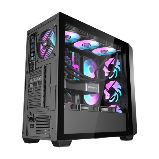 Darkflash DS900WD θήκη υπολογιστή (μαύρο) + 4 ανεμιστήρες