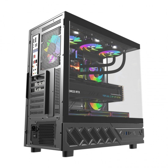 Θήκη υπολογιστή DarkFlash DS950V με οθόνη (μαύρη) + 6 ανεμιστήρες