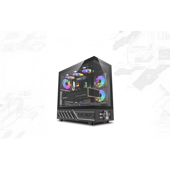 Θήκη υπολογιστή DarkFlash DS950V με οθόνη (μαύρη) + 6 ανεμιστήρες
