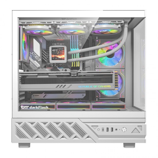 Θήκη υπολογιστή DarkFlash DS950V με οθόνη (λευκή) + 6 ανεμιστήρες