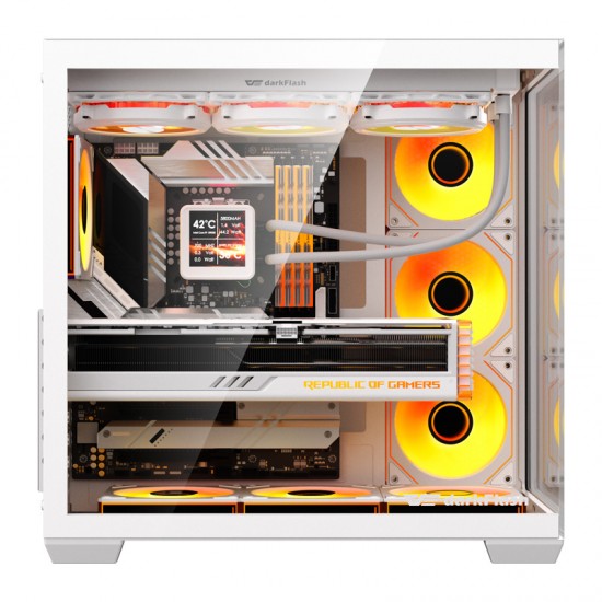 Θήκη υπολογιστή DarkFlash C280 (λευκή) + 7 ανεμιστήρες