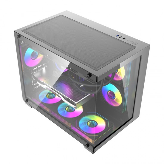 Θήκη υπολογιστή DarkFlash B275 PRO (μαύρη) + 6 ανεμιστήρες