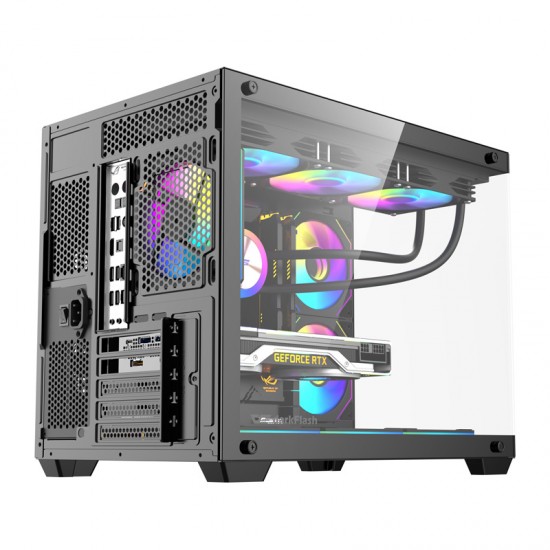 Θήκη υπολογιστή DarkFlash B275 PRO (μαύρη) + 6 ανεμιστήρες