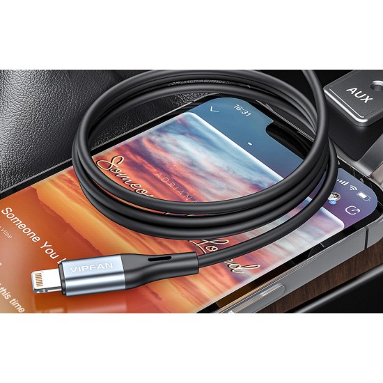 Cable VFAN L05 Lightning to mini jack 3.5mm AUX, 1m (gray)