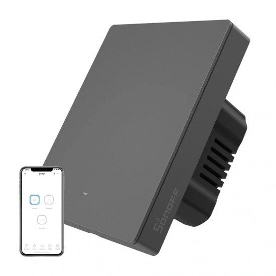 Έξυπνος επιτοίχιος διακόπτης Matter Over Wi-Fi SONOFF M5-1C-80 (1 καναλιού, για πλαίσιο, γραφίτης)