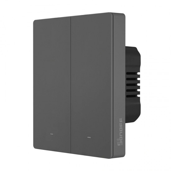 Έξυπνος επιτοίχιος διακόπτης Matter over WiFi SONOFF M5-2C-80 (2 καναλιών, για πλαίσιο, γραφίτης)